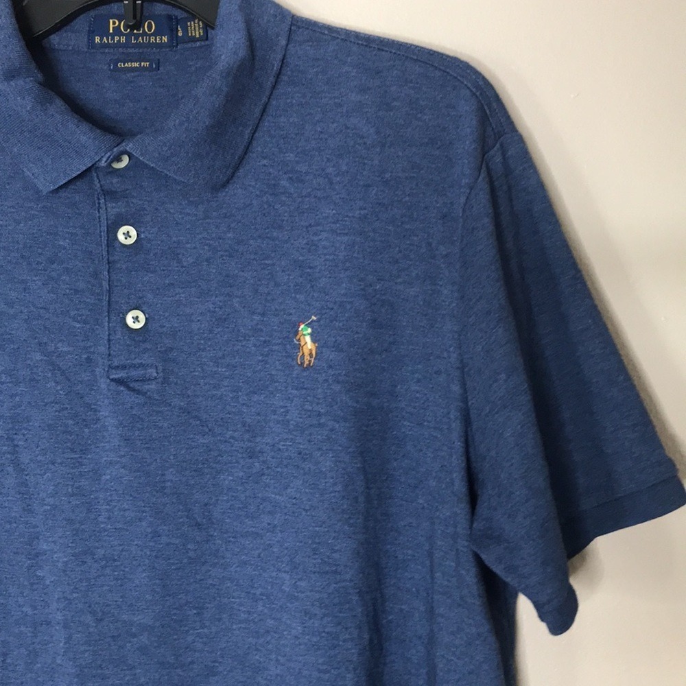 Polo Ralph Lauren Men's Classic Fit Short Sleeve Polo Shirt Blue Large - Picture 4 of 11